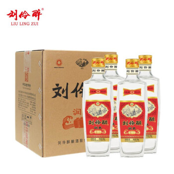 52度刘伶醉酒52度润泉500ml纯粮食酒固态酿造浓香型白酒口粮酒单瓶整箱白酒仿老瓷瓶酒厂直销 52度4瓶整箱装拼团价多少钱？